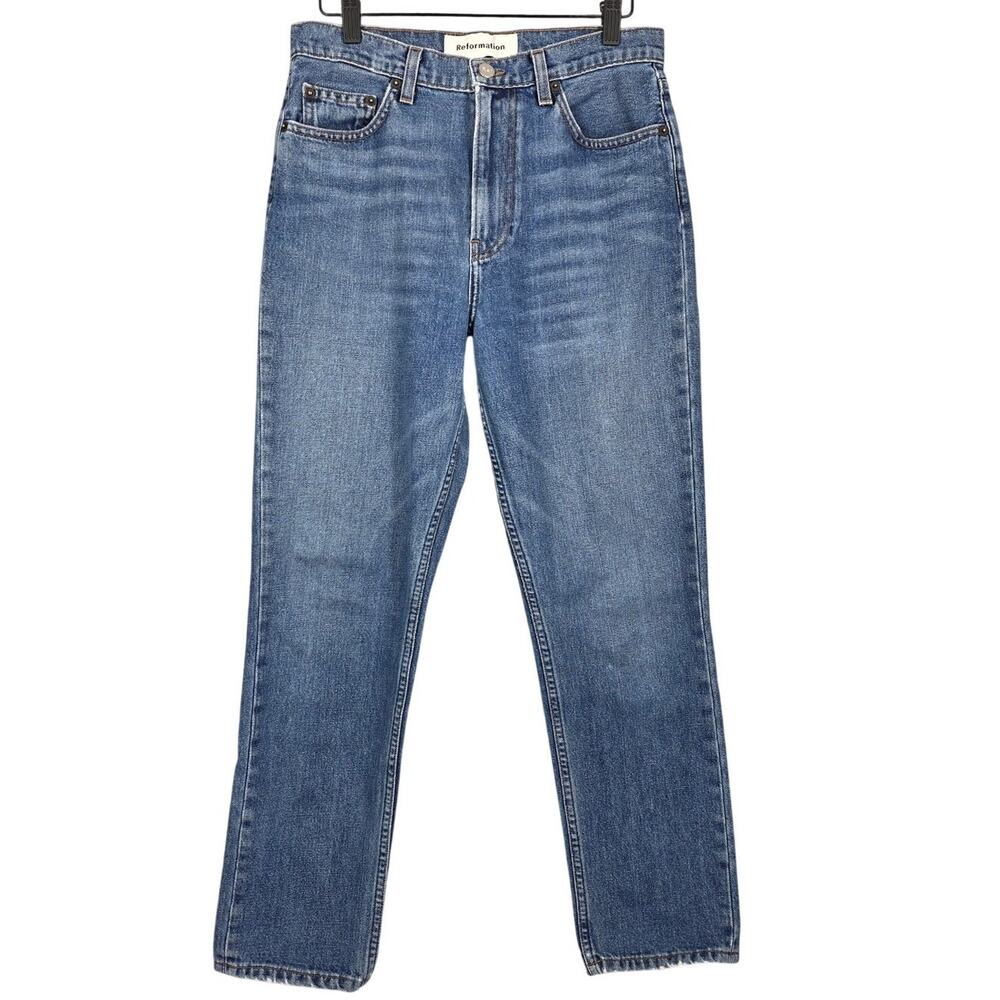 REFORMATION JULIA HIGH STRAIGHT TAPERED JEANS MEDIUM WASH – SIZE 28 – 26" INSEAM